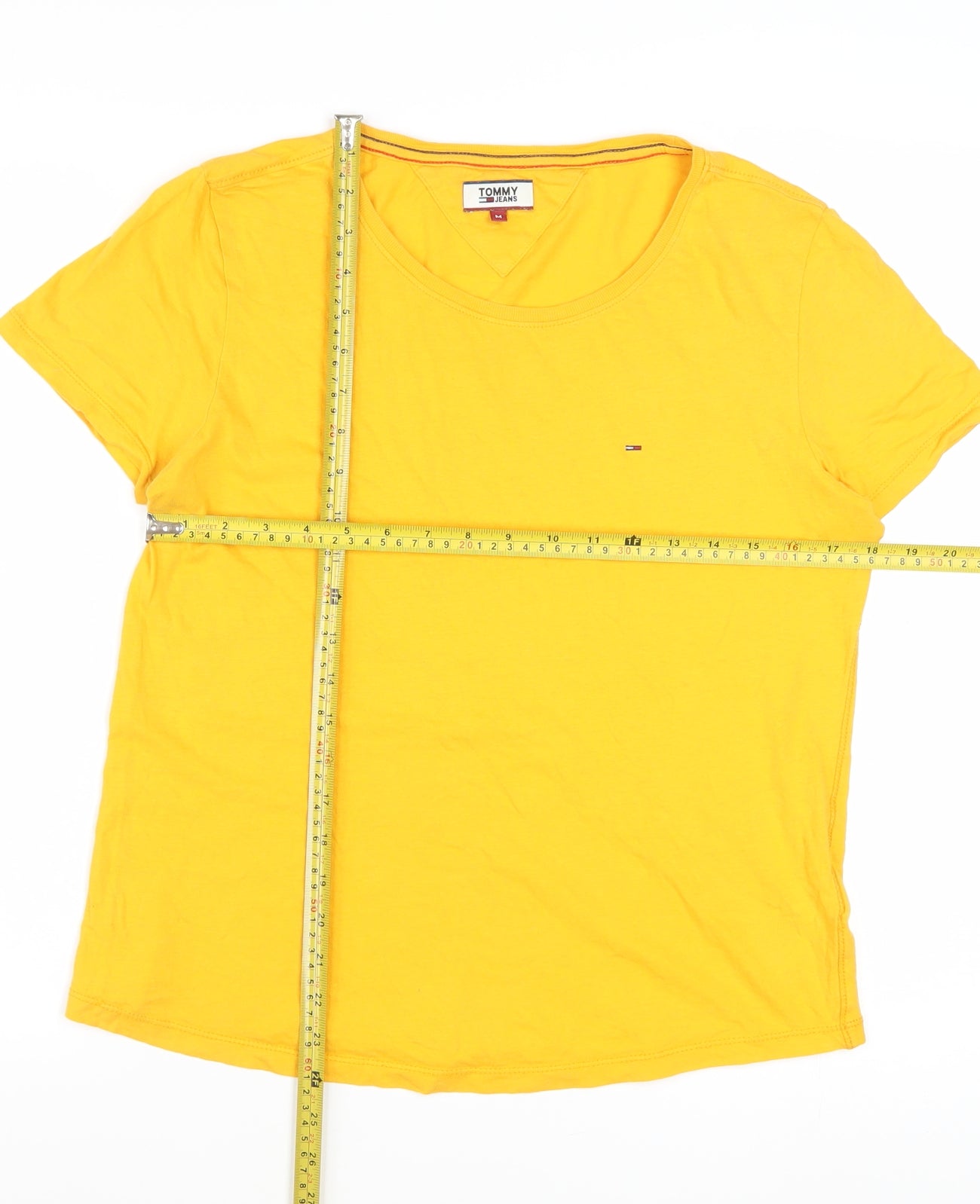 Tommy Jeans Women's Yellow Basic Cotton Crew Neck T-Shirt M