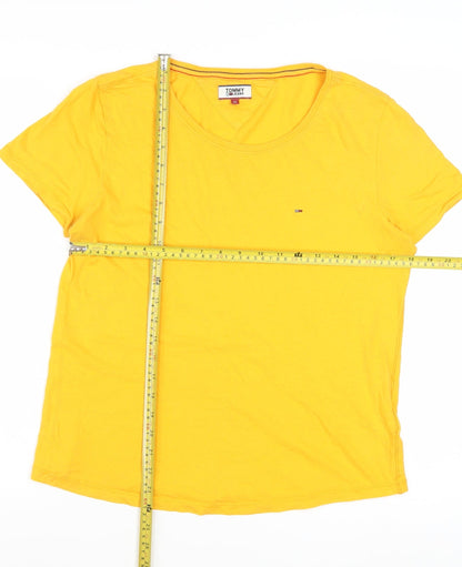 Tommy Jeans Women's Yellow Basic Cotton Crew Neck T-Shirt M