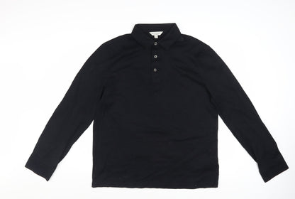 Marks and Spencer Autograph Men's Black Long Sleeve Cotton Polo Shirt L