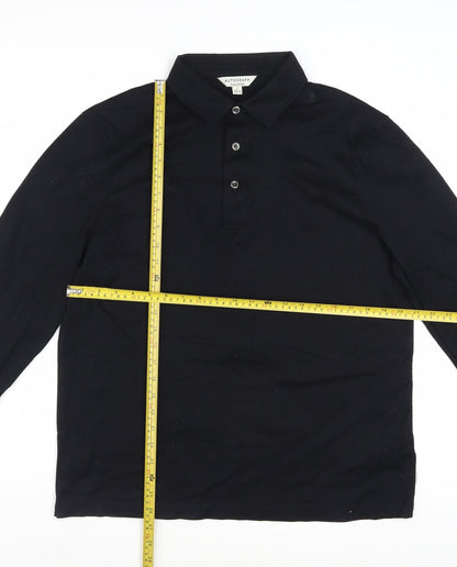 Marks and Spencer Autograph Men's Black Long Sleeve Cotton Polo Shirt L