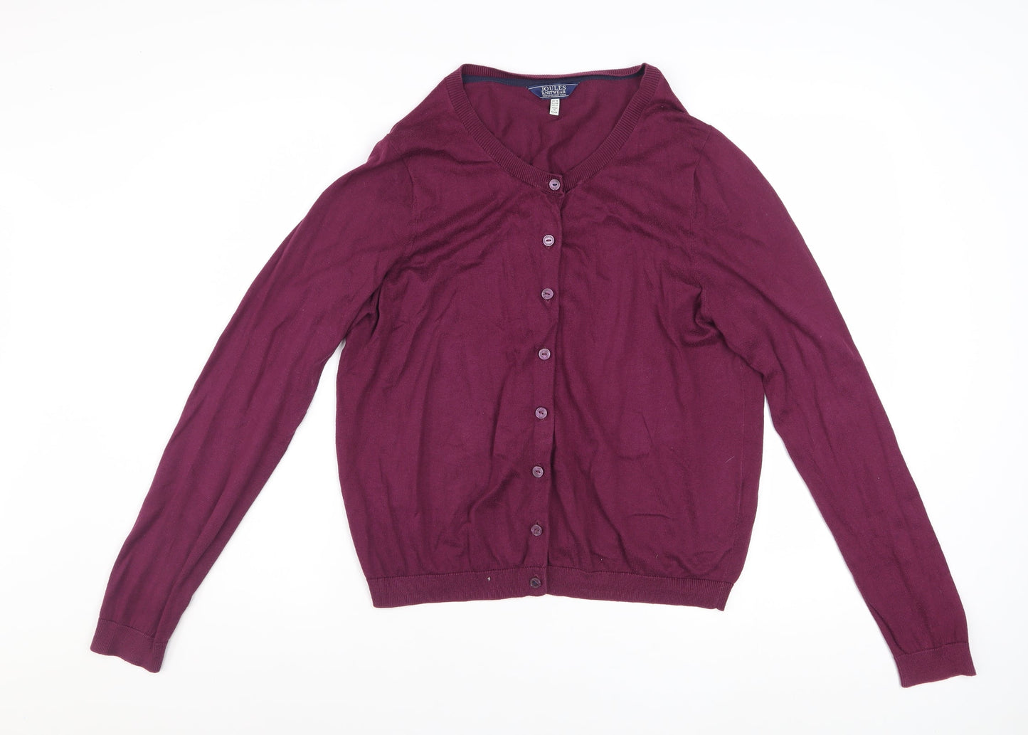 Joules Womens Purple Cotton Cardigan UK 16 Long Sleeve Knitwear