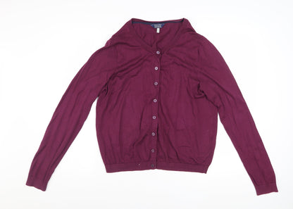 Joules Womens Purple Cotton Cardigan UK 16 Long Sleeve Knitwear