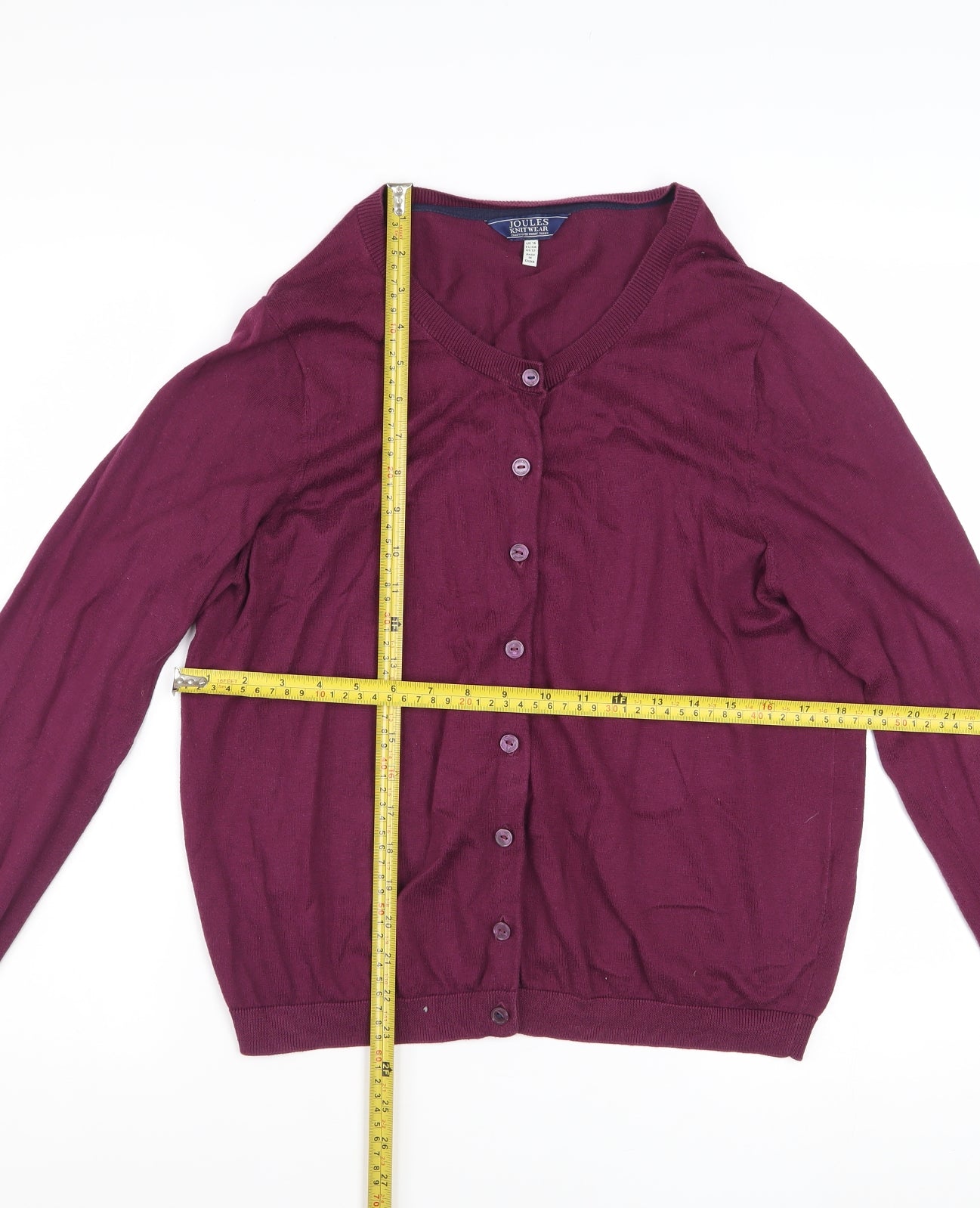 Joules Womens Purple Cotton Cardigan UK 16 Long Sleeve Knitwear