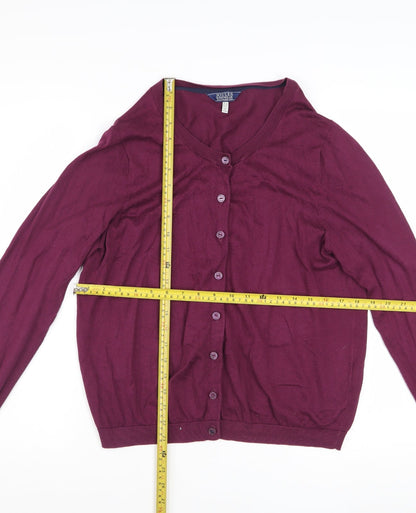 Joules Womens Purple Cotton Cardigan UK 16 Long Sleeve Knitwear