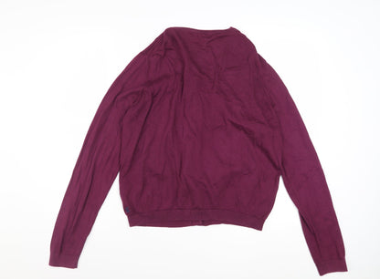 Joules Womens Purple Cotton Cardigan UK 16 Long Sleeve Knitwear
