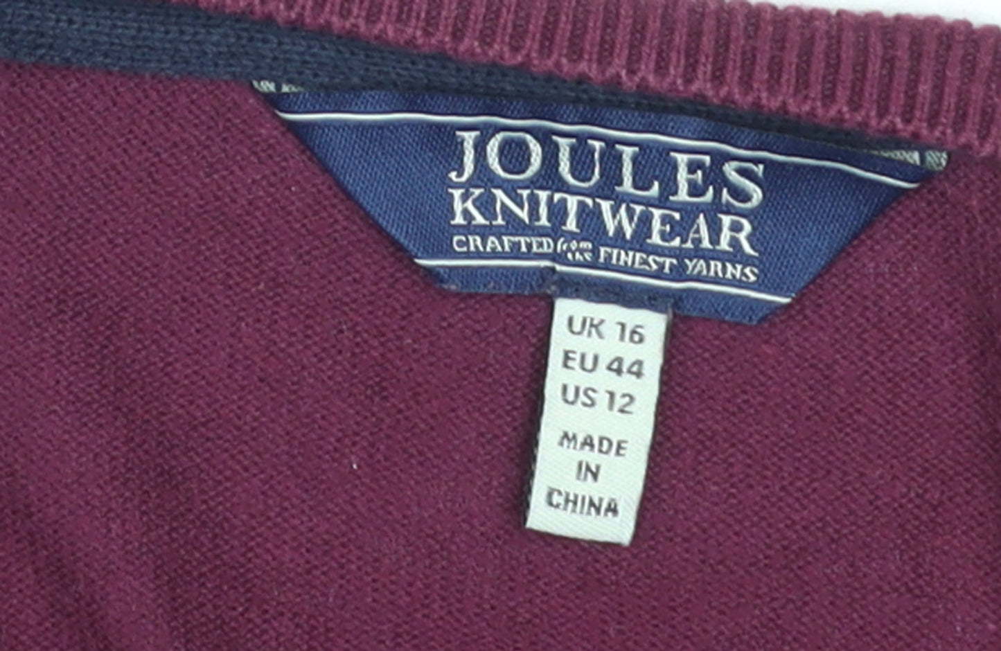 Joules Womens Purple Cotton Cardigan UK 16 Long Sleeve Knitwear