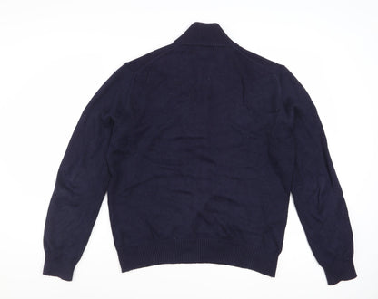 Ralph Lauren Men's Blue Cotton Half Zip Jumper Size S