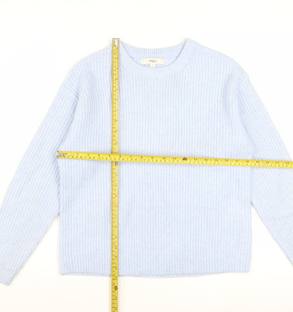 Marks and Spencer Women Blue Knit Crew Neck Jumper Size S