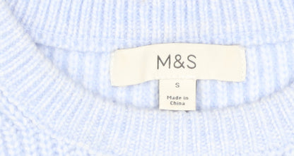 Marks and Spencer Women Blue Knit Crew Neck Jumper Size S