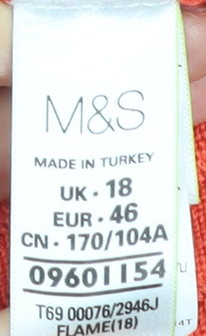 Marks and Spencer Women’s Orange Knit Pullover Jumper Size 18