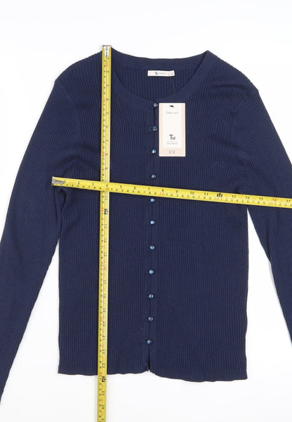 Tu Women’s Blue Cotton Button-Up Cardigan Size 14