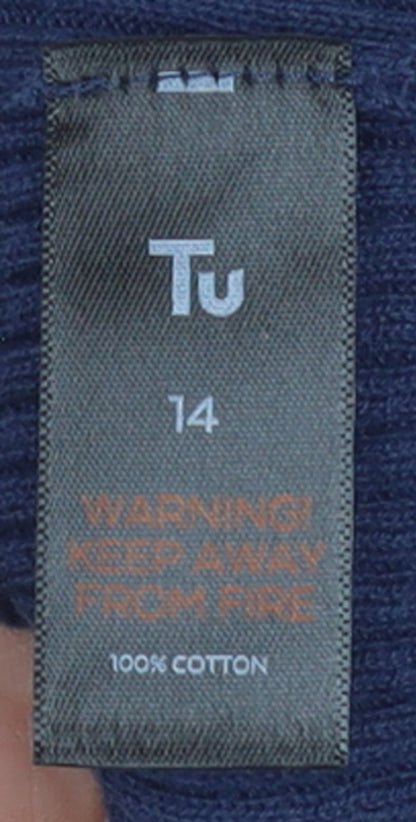 Tu Women’s Blue Cotton Button-Up Cardigan Size 14