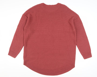 JD Williams Women Red Acrylic Knit Long Sleeve Pullover Jumper Size 16/18