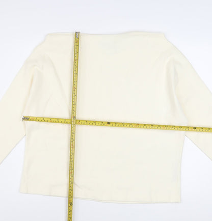 ASOS DESIGN Women Ivory Boat Neck Long Sleeve Pullover Jumper Size S