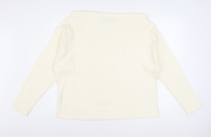 ASOS DESIGN Women Ivory Boat Neck Long Sleeve Pullover Jumper Size S