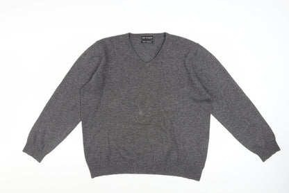 Marks and Spencer Mens Grey Cashmere V-Neck Jumper Size L