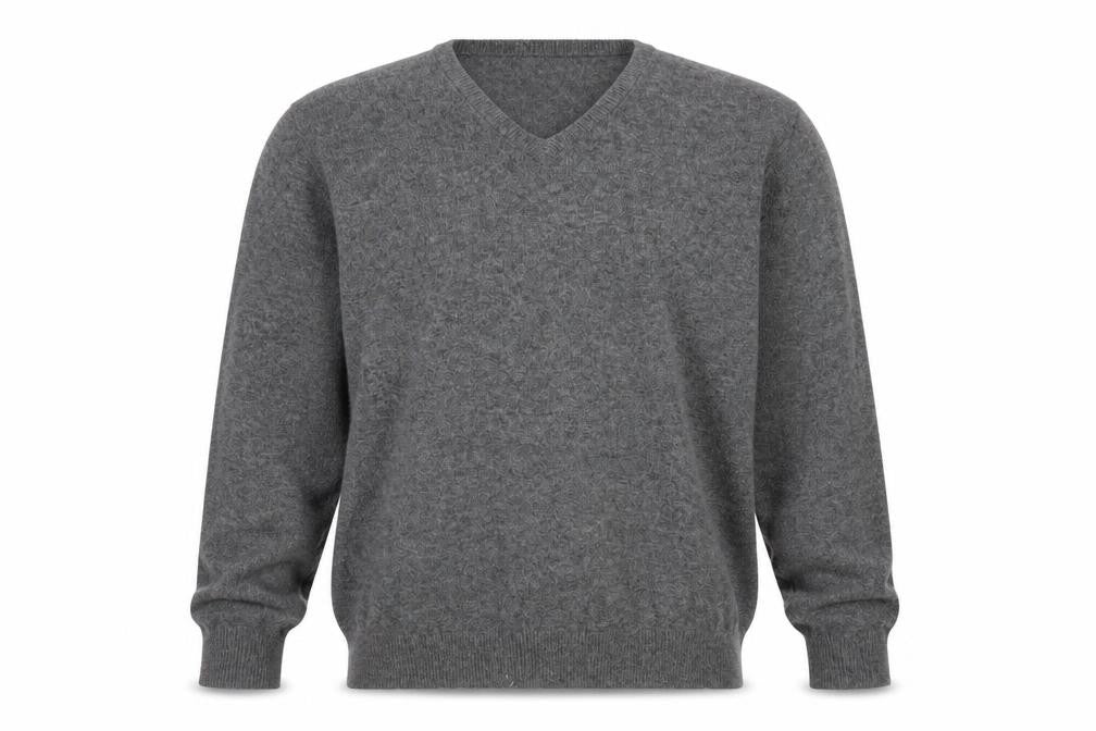 Marks & Spencer Mens Grey Cashmere V-Neck Jumper Size L