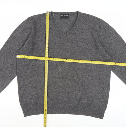 Marks and Spencer Mens Grey Cashmere V-Neck Jumper Size L