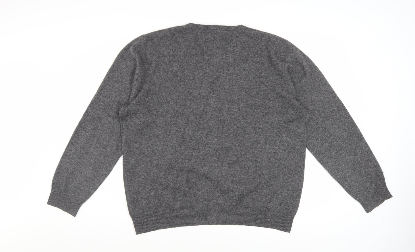Marks and Spencer Mens Grey Cashmere V-Neck Jumper Size L