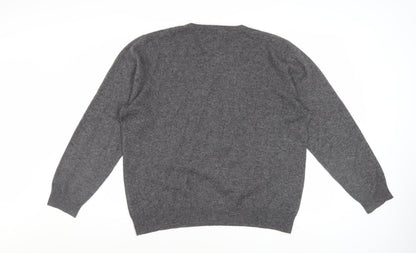 Marks and Spencer Mens Grey Cashmere V-Neck Jumper Size L