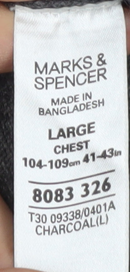 Marks and Spencer Mens Grey Cashmere V-Neck Jumper Size L
