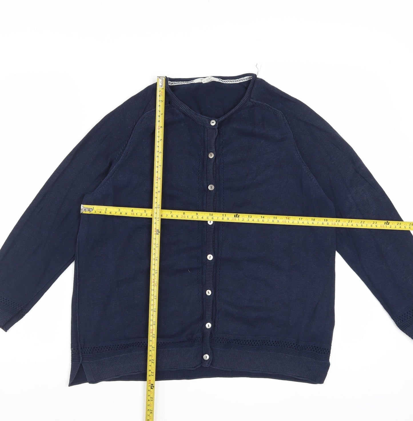 White Stuff Womens Blue Cotton Button Cardigan UK 14