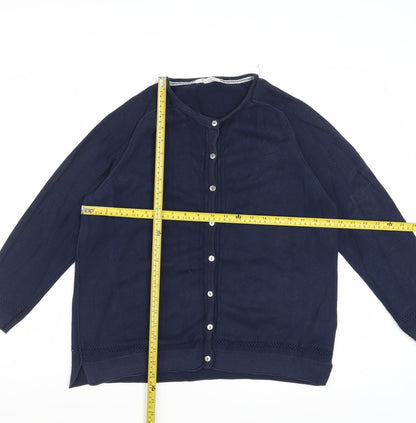 White Stuff Womens Blue Cotton Button Cardigan UK 14