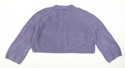 Lucy & Yak Women's Purple Cotton Knit V-Neck Cardigan XL