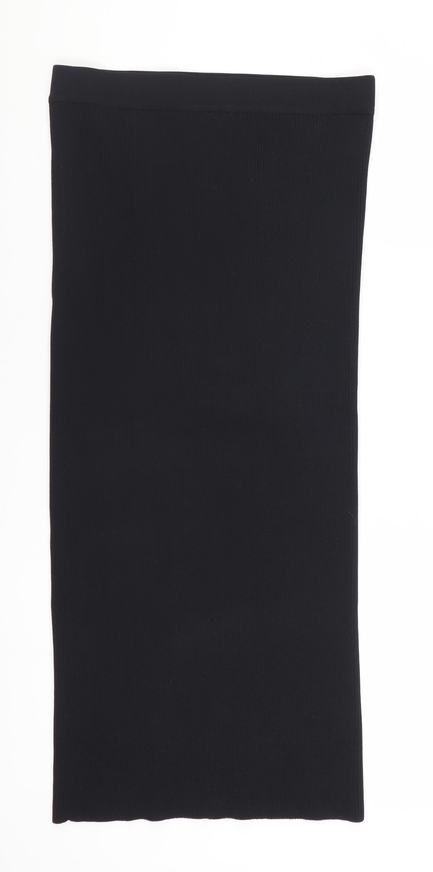 ZARA Women Black Size 12 Knit Pencil Skirt Stretch Workwear
