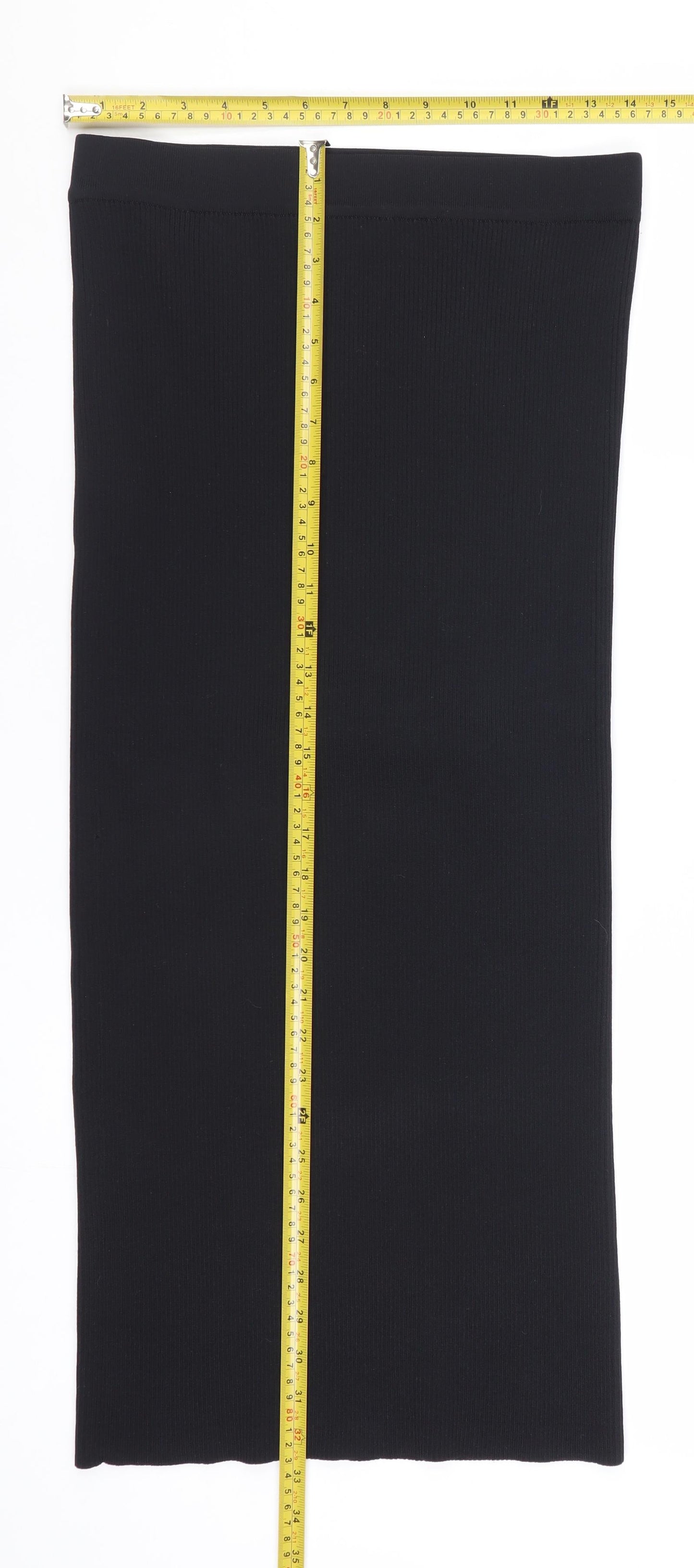 ZARA Women Black Size 12 Knit Pencil Skirt Stretch Workwear