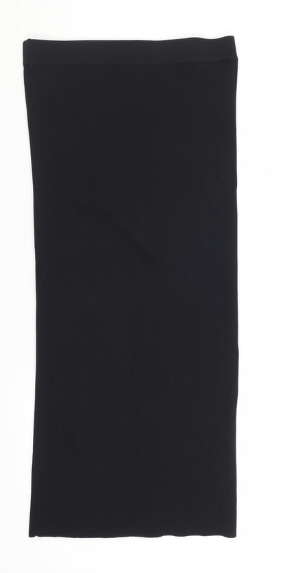 ZARA Women Black Size 12 Knit Pencil Skirt Stretch Workwear