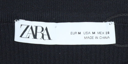 ZARA Women Black Size 12 Knit Pencil Skirt Stretch Workwear
