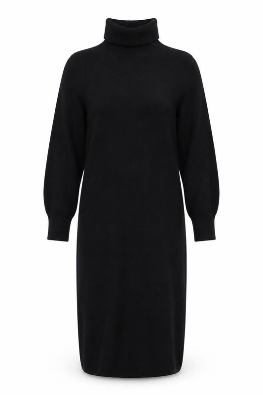 & Other Stories Women Black Wool Roll Neck Midi Bodycon Dress L