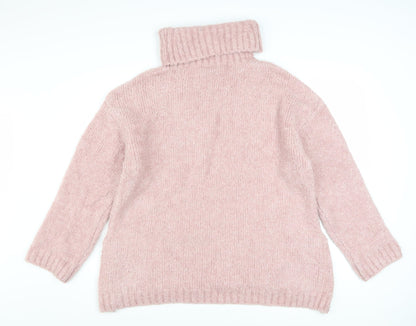 V by Very Women Pink Roll Neck Chunky Knit Jumper Size 12