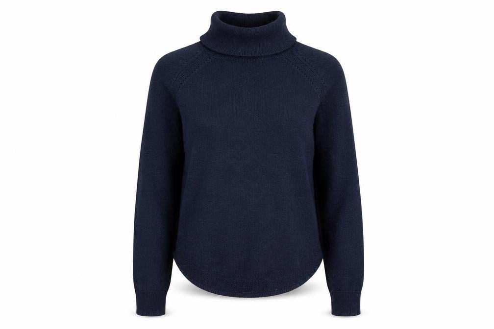 White Stuff Women Blue Roll Neck Merino Wool Pullover Jumper UK 12