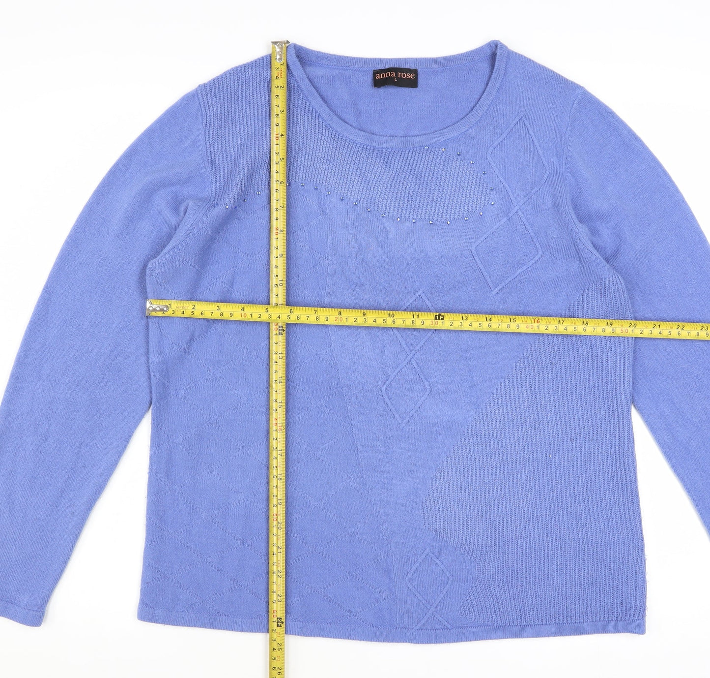 Anna Rose Women's Blue Mist Long Sleeve Acrylic Jumper L