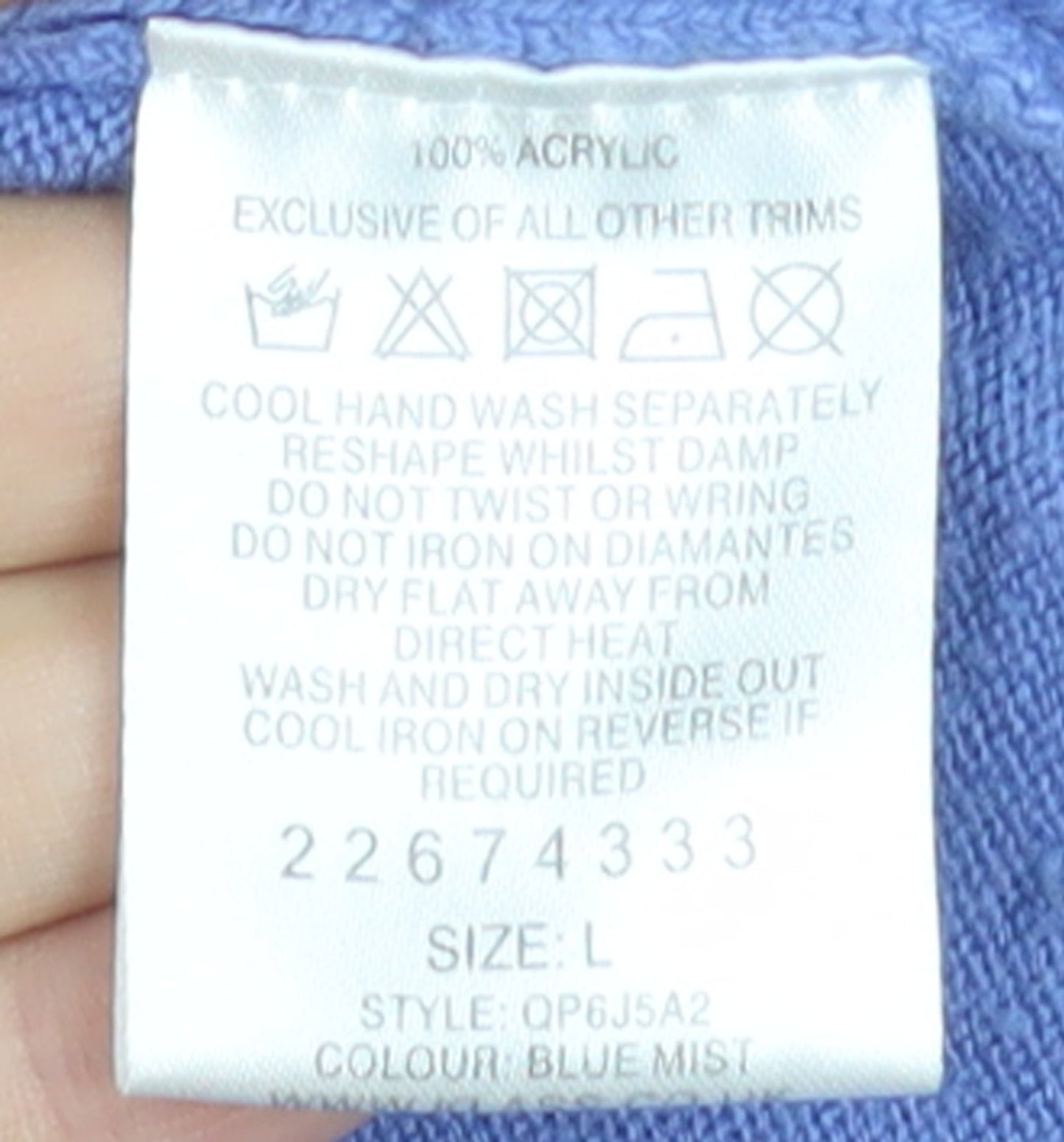 Anna Rose Women's Blue Mist Long Sleeve Acrylic Jumper L
