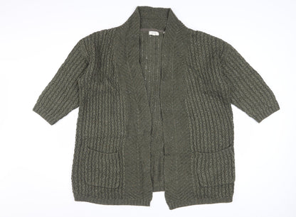 Fat Face Women's Green Chunky Knit Open Cardigan Size 12