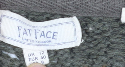 Fat Face Women's Green Chunky Knit Open Cardigan Size 12