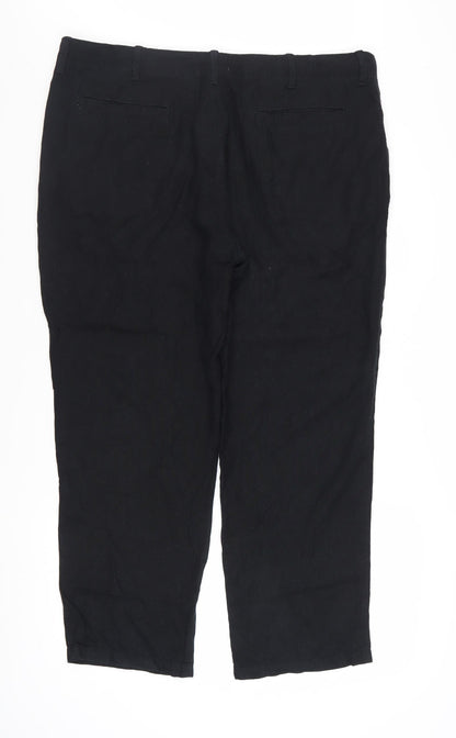 Marks and Spencer Men's Black Linen Blend Chino Trousers 38W 29L