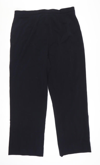 CC Women Black Wool Blend Mid Rise Straight Leg Trousers Size 16