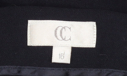 CC Women Black Wool Blend Mid Rise Straight Leg Trousers Size 16
