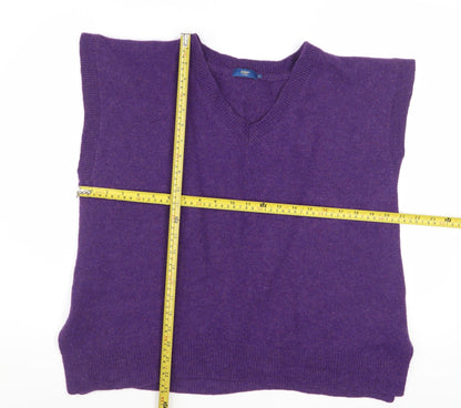 Cotton Traders Women's Purple Wool Blend Sleeveless V-Neck Vest Size 22