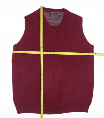 Atlantic Bay Men's Red Cotton V-Neck Sleeveless Jumper Vest L