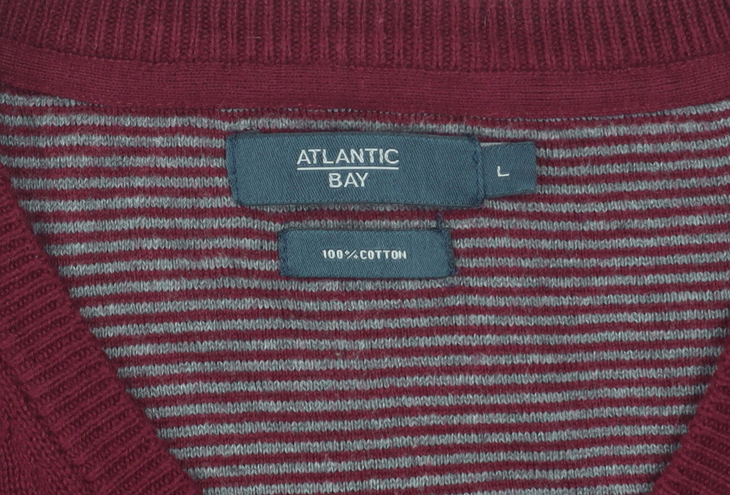 Atlantic Bay Men's Red Cotton V-Neck Sleeveless Jumper Vest L