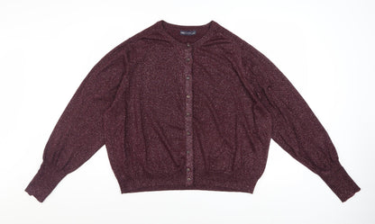Marks and Spencer Women Purple Size 24 Glitter Cardigan Jumper