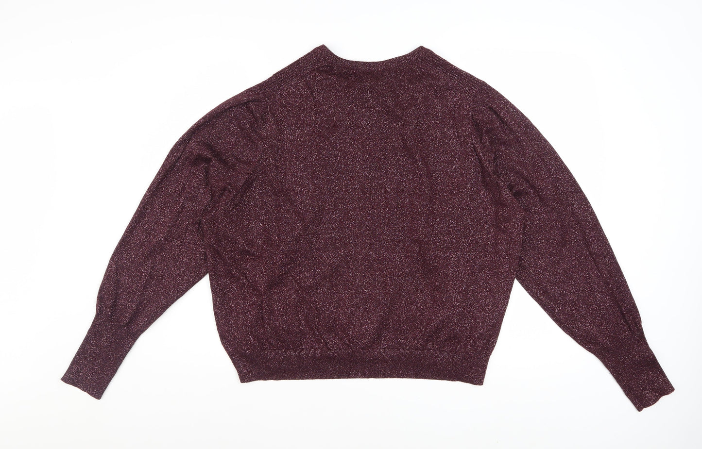 Marks and Spencer Women Purple Size 24 Glitter Cardigan Jumper