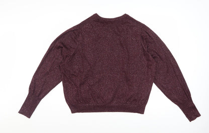 Marks and Spencer Women Purple Size 24 Glitter Cardigan Jumper