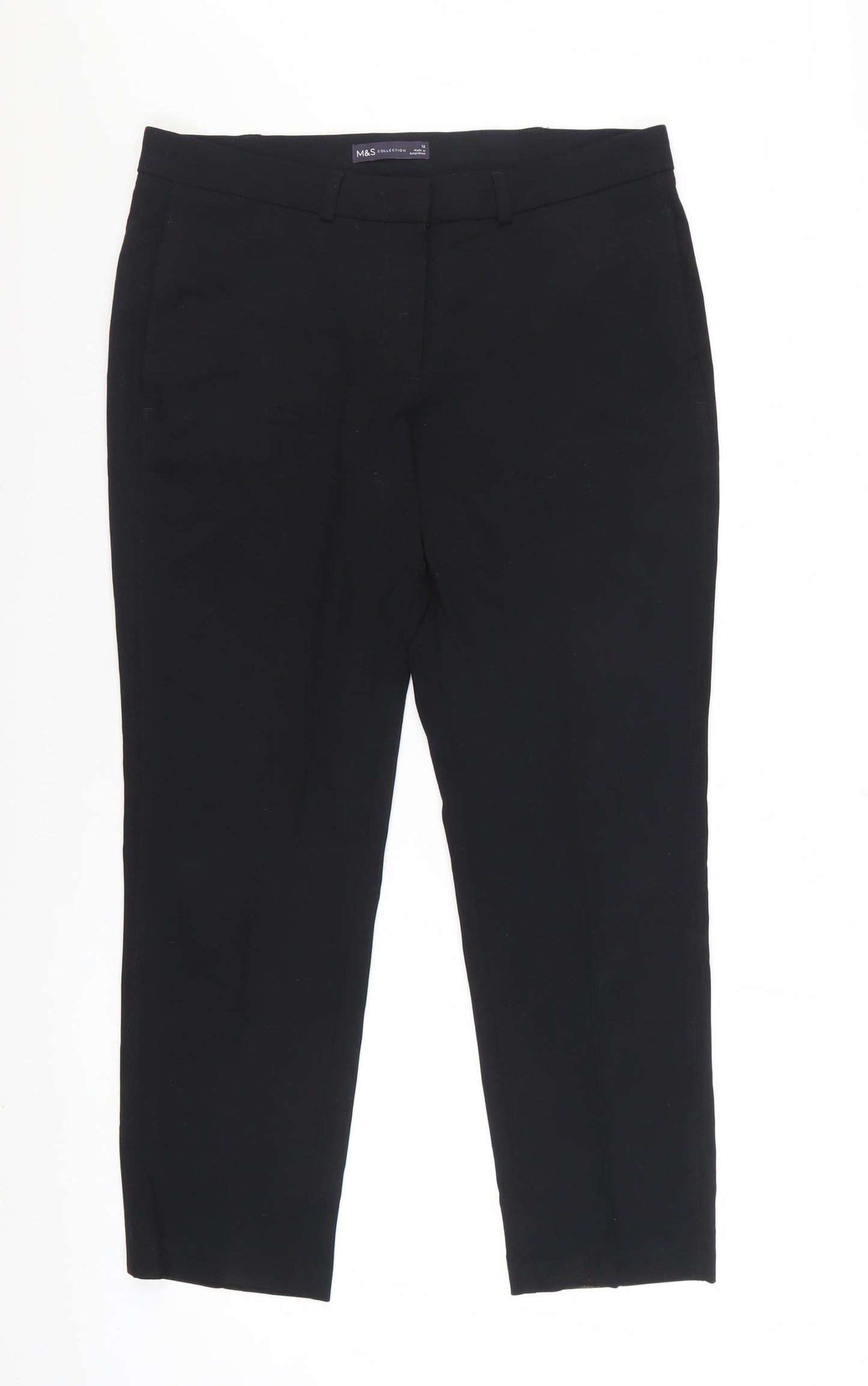 Marks and Spencer Women’s Black Size 12 Cropped Stretch Trousers