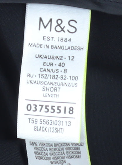 Marks and Spencer Women’s Black Size 12 Cropped Stretch Trousers
